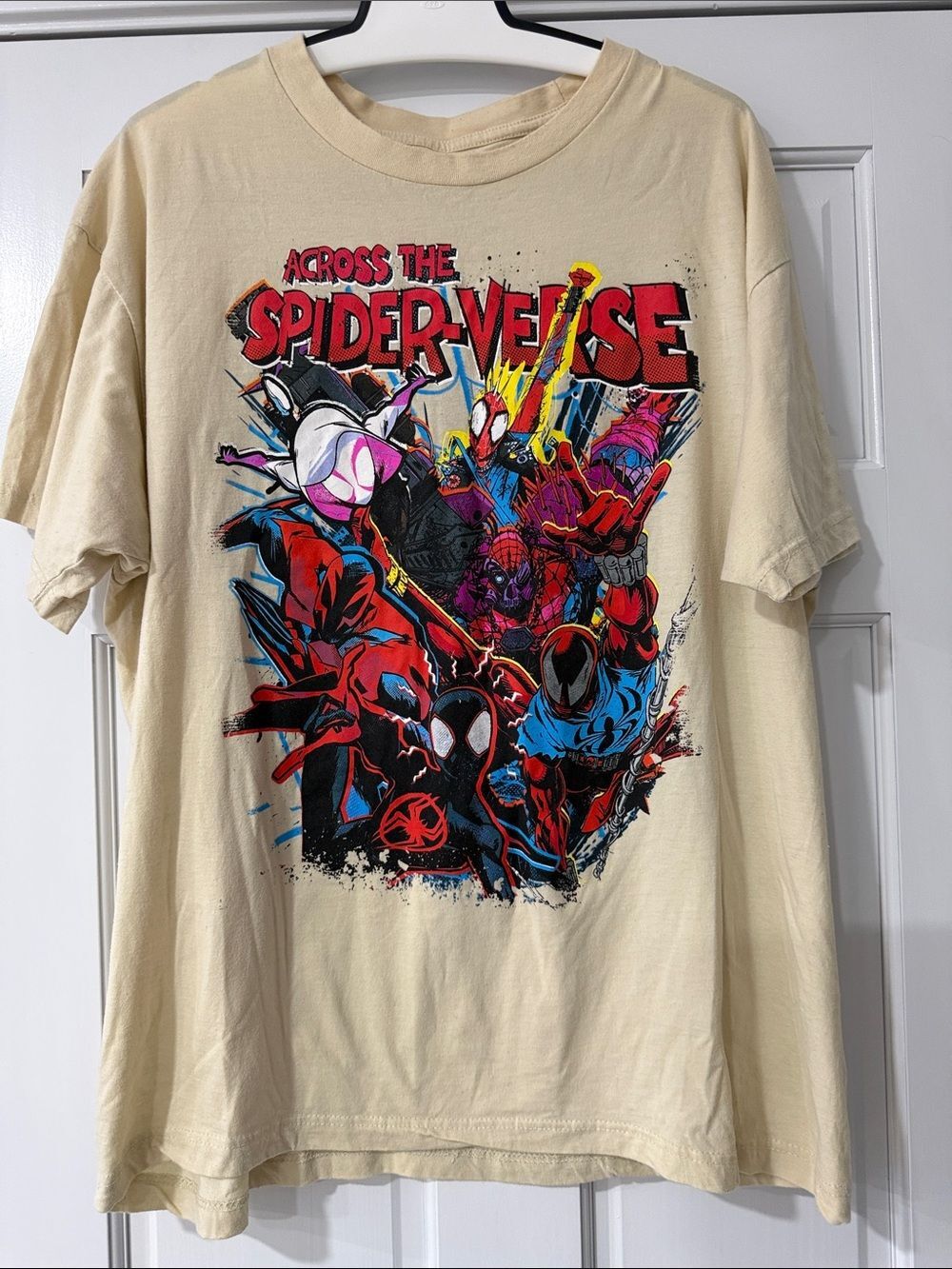 Marvel Cream Across the Spider-Verse Graphic Tee with Multicolor Print size 2XL